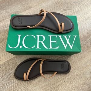 NEW J.Crew Carsen Toe-Ring Leather Sandals size 9 Brown and Tan Made in Italy